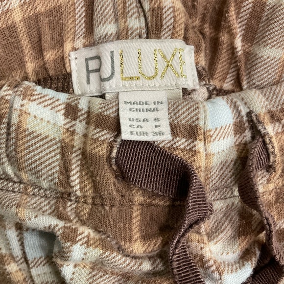 PJ Luxe Pajamas, Brown Plaid Soft Knit Fabric with Stretch, Soft and Comfy, Sz S - Picture 10 of 15